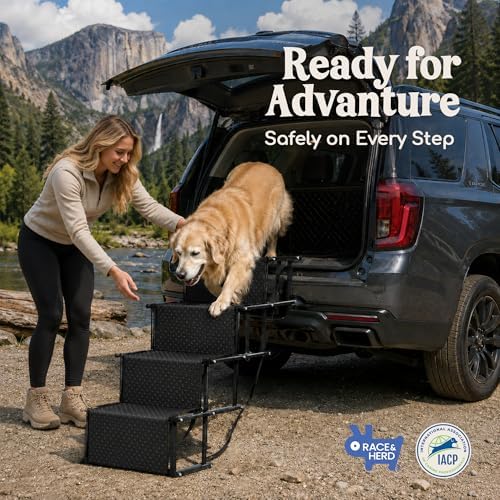 Race&Herd 18.5" Stairs for Dogs to Get in Car — Folding Dog Steps - Image 3