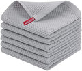 Homaxy 100% Cotton Waffle Weave Kitchen Dish Cloths 6-Pack, Light Gray by Homaxy