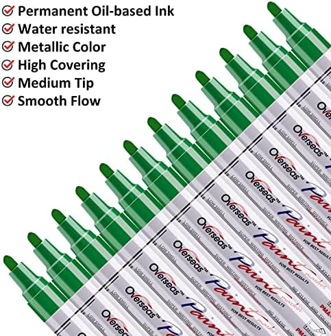 Lesun Overseas 12 Green Paint Pens Permanent Markers, Oil Based Paint Markers - Image 2