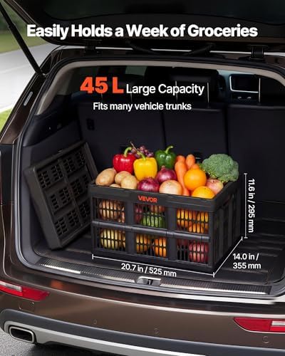 VEVOR Plastic Collapsible Storage Bins, 45L 3 Packs, Stackable Folding Storage - Image 2
