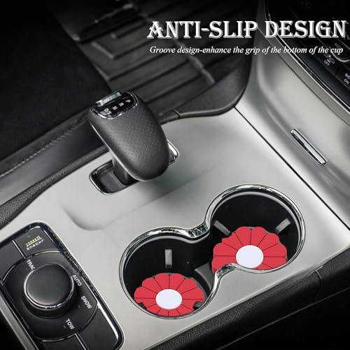 4-Pack Car Cup Holder Coaster Inserts, Daisy Shape, 2.75 Inch Non-Slip Silicone - Image 3