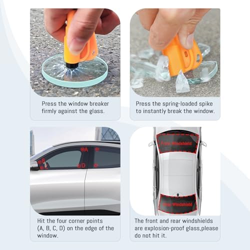 8 Pcs Car Window Breaker Tool Keychain, 3 in 1 Glass Breaker Seatbelt Cutter - Image 5