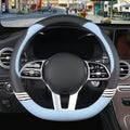 15 inch Cute Leather D Shape Steering Wheel Cover Black Blue by Binsheo
