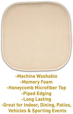 2 Pack Memory Foam Honeycomb Nonslip Back 16" x 16" Chair/Seat Cushion Pad - Image 3
