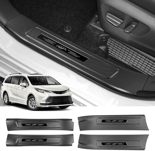ZZEQYG 4 Pcs ABS Interior Carbon Fiber Door Sill Protector Compatible by ZZEQYG