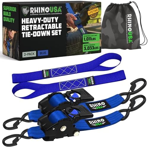 Rhino USA Retractable Ratchet Straps - 2in x 10ft by RhinoUSAInc
