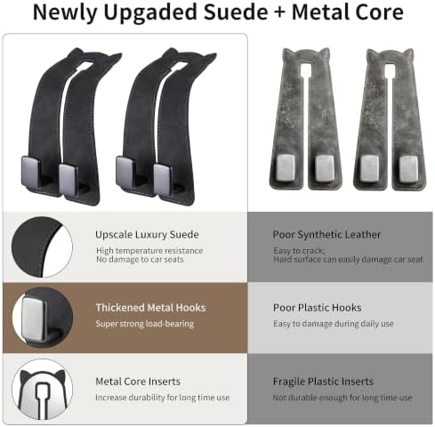 Amooca Car Headrest Hooks 2-Pack Suede Seat Organizer - Image 6