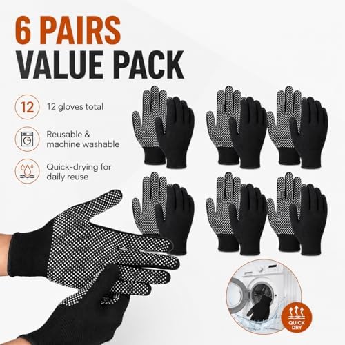 6 Pairs Work Gloves with Anti-Slip Grip Dots - Image 3