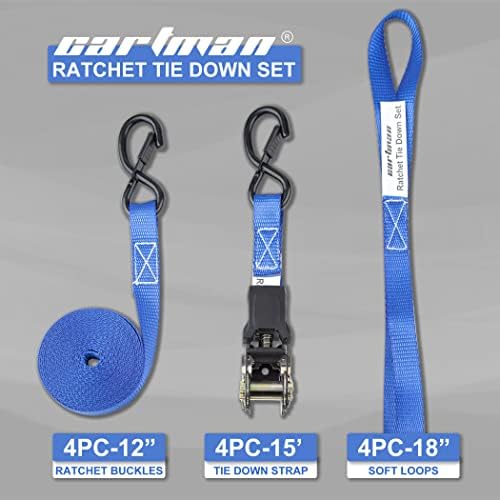 CARTMAN Ratchet Straps, 15 ft x 1 in, 2000 lb Break - Image 2