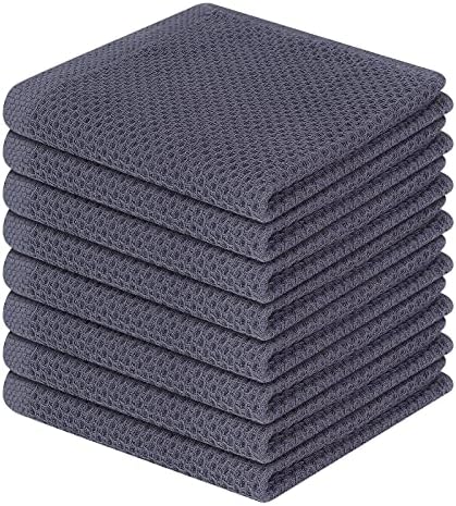 Homaxy 100% Cotton Waffle Weave Kitchen Dish Cloths 8-Pack, Dark Grey by Homaxy