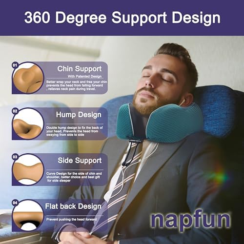 napfun Neck Pillow for Travel, Memory Foam Airplane Pillow - Image 3