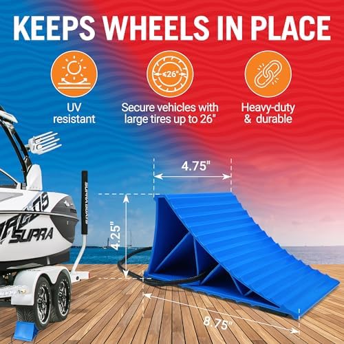 Trailer Wheel Chocks with Rope and Wheel Dock, - Image 3
