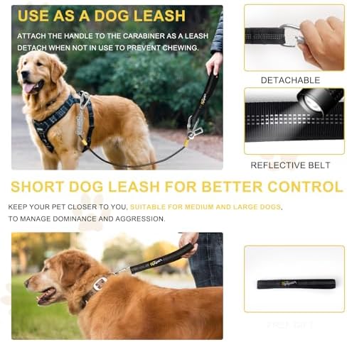 Dog Seat Belt Harness for Car, 5-in-1 Coated Wire Dog Seatbelt, HYLIYAKI Shock - Image 4