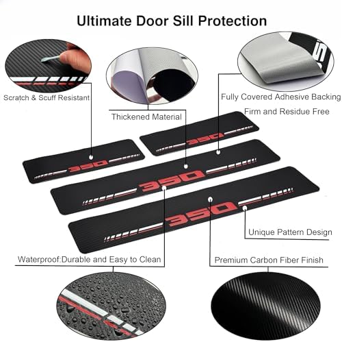 Car Door Sill Protectors for Ford F-350 F350 Super Duty Accessories，RED - Image 3