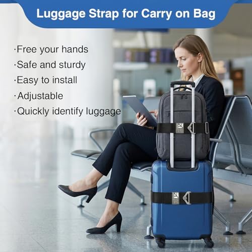 2 Pcs Luggage Straps for Suitcases, Adjustable Add Trolley Sleeve to Backpack - Image 4