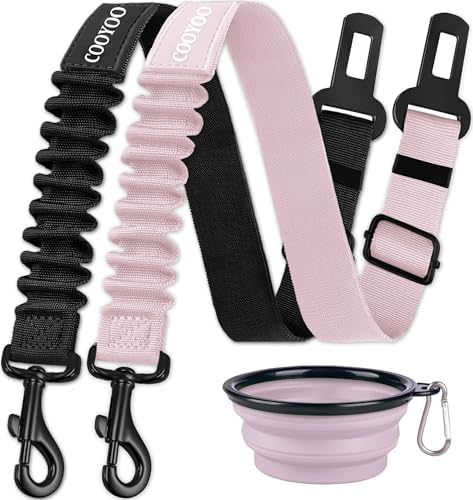 COOYOO Dog Seat Belt, 3 Piece Set Retractable Dog Car Adjustable Seatbelts by COOYOO