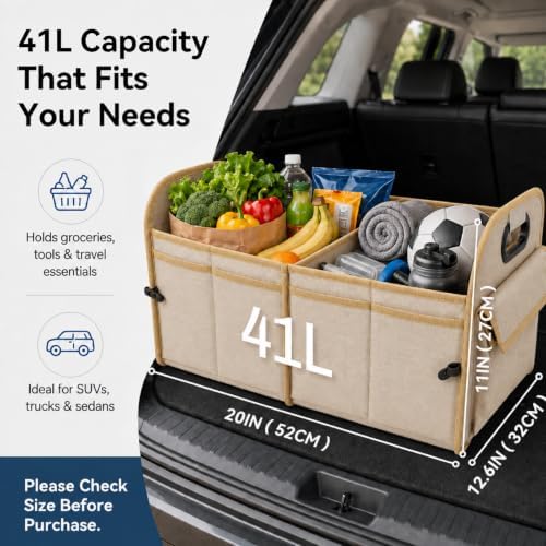 PAT SAM'S Car Trunk Organizer for SUV, Collapsible Storage Box - Image 3
