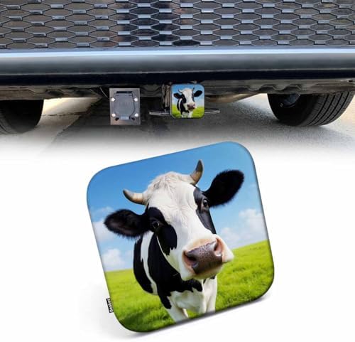 Cow Receiver Hitch Cover, Cute Farm Cattle Cow Milk Green Meadow Towing Hitch by Beabes