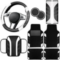 NBTEPEM 10 Pcs Car Floor Mats Full Set & Sport Leather Steering Wheel Cover by NBTEPEM