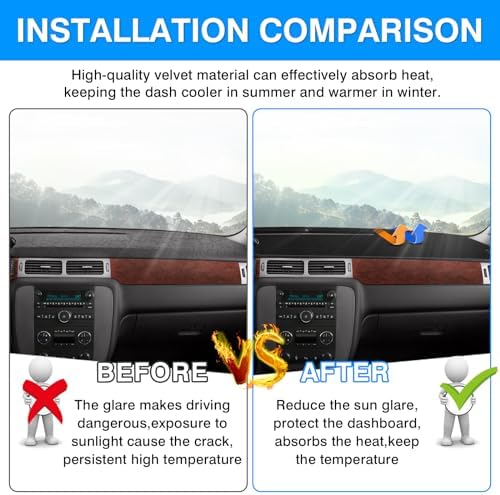 Autorder Dashboard Cover Mat for 2007-2013 Chevy Silverado Sierra, 2007-2014 - Image 3