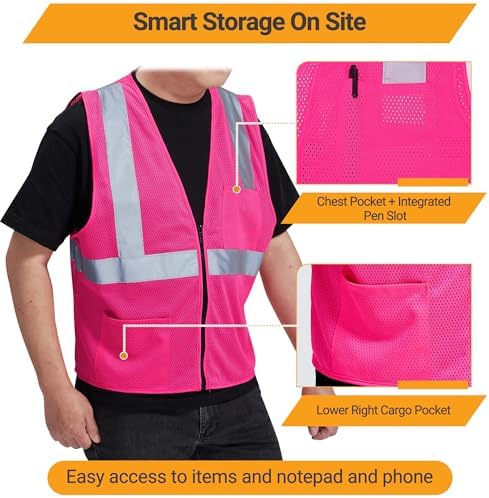 AYKRM 2 Pocket Mesh High Visibility Reflective Safety Vest - Image 3