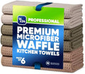 Kitchen Towels, Waffle Weave Microfiber, Sand Olive Tan, 6 Pack by MicrofiberWholesale