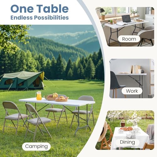DUMOS 8 Feet Folding Picnic Table, Plastic Table - Image 4