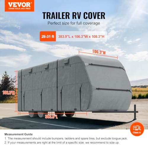 VEVOR Travel Trailer Cover, 28-31 ft RV Cover, Top 300D Oxford Fabric Camper - Image 2