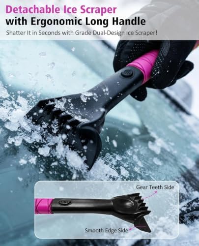YeewayVeh 57in Truck Snow Brush & Ice Scraper 360° Rotating, Magenta Pink - Image 5