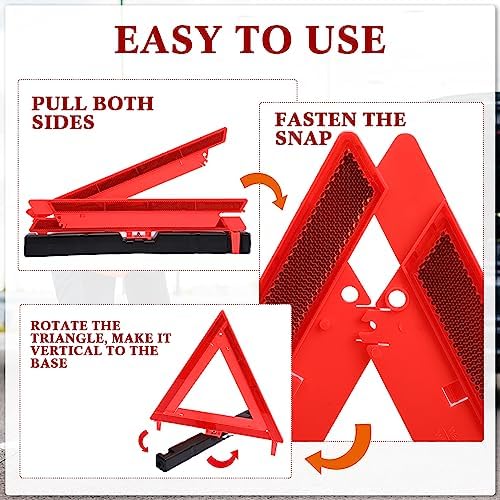 Kanayu 9 Pcs Warning Triangles Dot Reflective Foldable Emergency Safety - Image 4