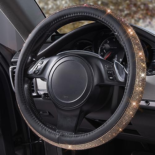 CAR PASS Bling Champagne Diamond Steering Wheel Cover - Image 3