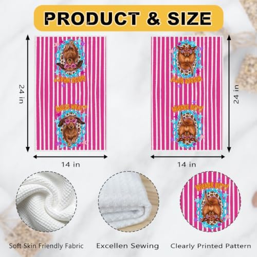 2 Pcs Funny Wiener Kitchen Towels, Soft Absorbent Waffle Hand Tea Towel - Image 3