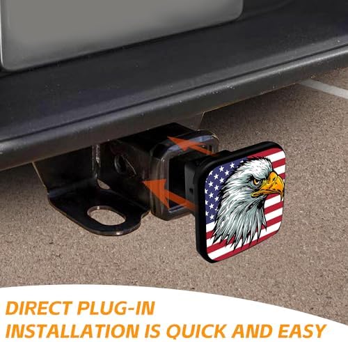 Trailer Hitch Cover, Bald Eagle on American Flag Hitch Cover Rubber Towing - Image 4