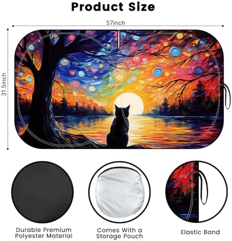 Windshield Sun Shade, Reflective Car Sunshade Blocks Heat, 57 x 31.5 in - Image 2