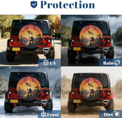 Bigfoot American Flag Spare Tire Cover Wheel Covers Protectors Waterproof - Image 7