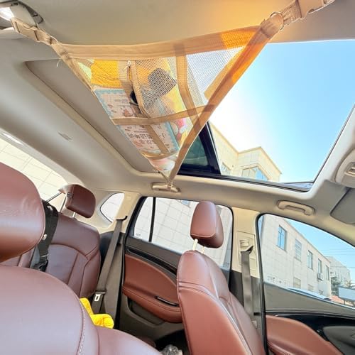Car Ceiling Cargo Net Pocket, Double-Layer Mesh Strengthen Load Bearing Vehicle - Image 4
