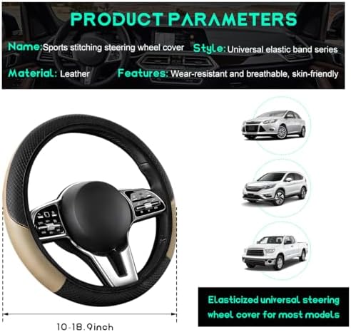 Car Steering Wheel Cover, 15 inch Carbon Fiber Microfiber Leather Elastic - Image 2