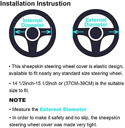 OGLAND Fuzzy Sheepskin Car Steering Wheel Cover - Image 3