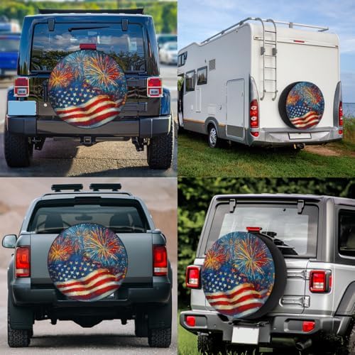Fireworks Flag Spare Tire Cover Dust-Proof Wheel Protector - Image 6