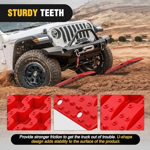 Nilight Recovery Off-road Traction Boards Emergency Tire Mats Red - Image 4