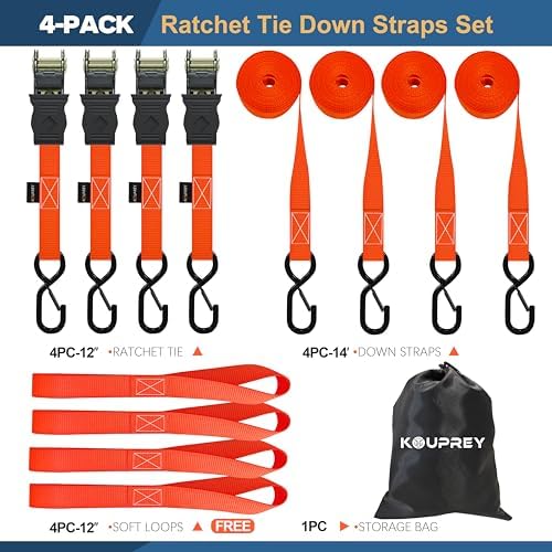 Ratchet Straps, Ratchet Tie Downs，Orange-standard-15ft：4 - Image 5