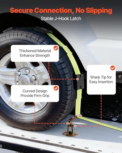 VEVOR Wheel Chock Tie-Down Kit, Deck-Style Trailer Tie Down Strap, Car Tie Down - Image 5