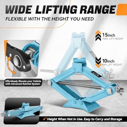 Auto Dynasty Scissor Jack, 1.5 Ton Portable Car Lift Jack, Quick Lift Car Tire - Image 3