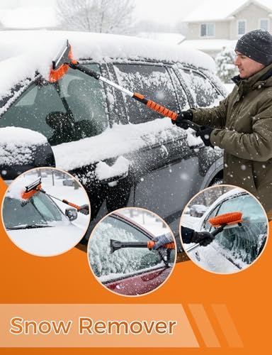 41" Extendable Ice Scrapers for Car Windshield 2-in-1 Snow Brush for Car Snow - Image 2
