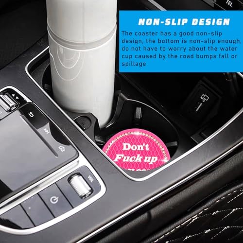 4 PCS Bling Car Cup Coaster, 2.75 Inch Anti-Slip Cup Holder Insert Coasters - Image 6