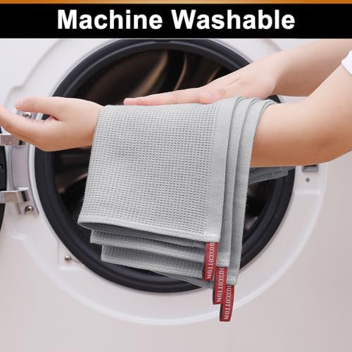 Homaxy 100% Cotton Waffle Weave Dish Cloths, 8 Pack, Light Grey - Image 5