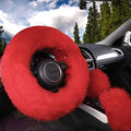 Red Fluffy Sheepskin Car Steering Wheel Covers by Yontree