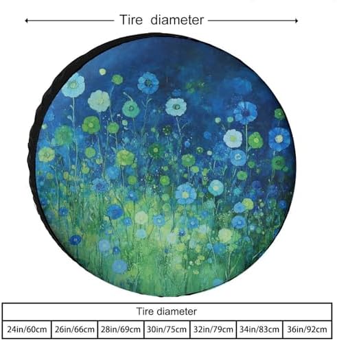 Heavy Duty Spare Tire Cover 18inch Blue and Green Flowers Weatherproof - Image 2