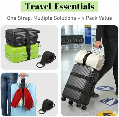 Add-A-Bag Luggage Straps 4 Pack, Adjustable Elastic Bungee Travel Suitcase - Image 5