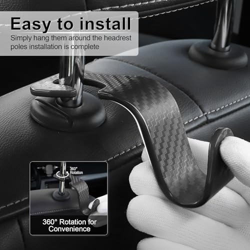 LivTee Car Purse Hook, 4 Pack Universal Auto Seat Headrest Hook Hangers - Image 4